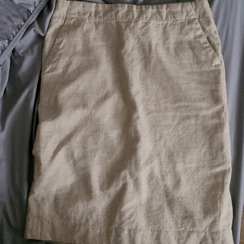 BR Natural Linen Pencil Skirt with Pockets